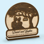 Custom Name Romantic Couple Gifts - Personalized Wooden Plaque With Flat Stand