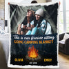 Custom Photo Fireside Sitting Going Camping Blanket - Camping Personalized Custom Blanket - Gift For Best Friends, BFF, Sisters, Camping Lovers