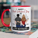 Custom Name First Valentine's Day Gifts for Boyfriend - Personalized Accent Mugs