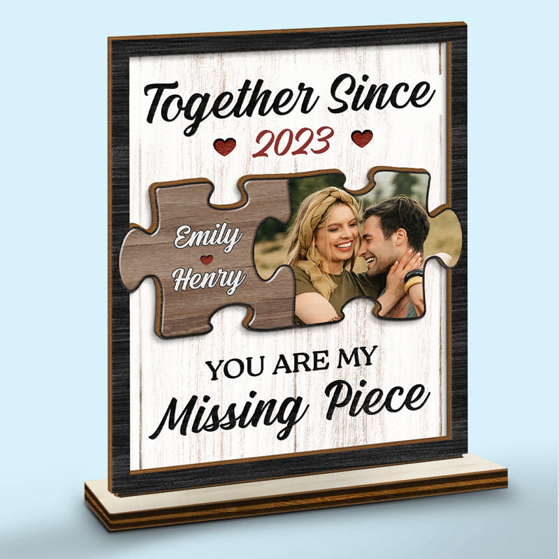 Custom Photo The Sunshine Of My Life - Couple Personalized Custom Shaped 2-Layered Wooden Plaque With Flat Stand - House Warming Gift, Gift For Husband Wife, Anniversary