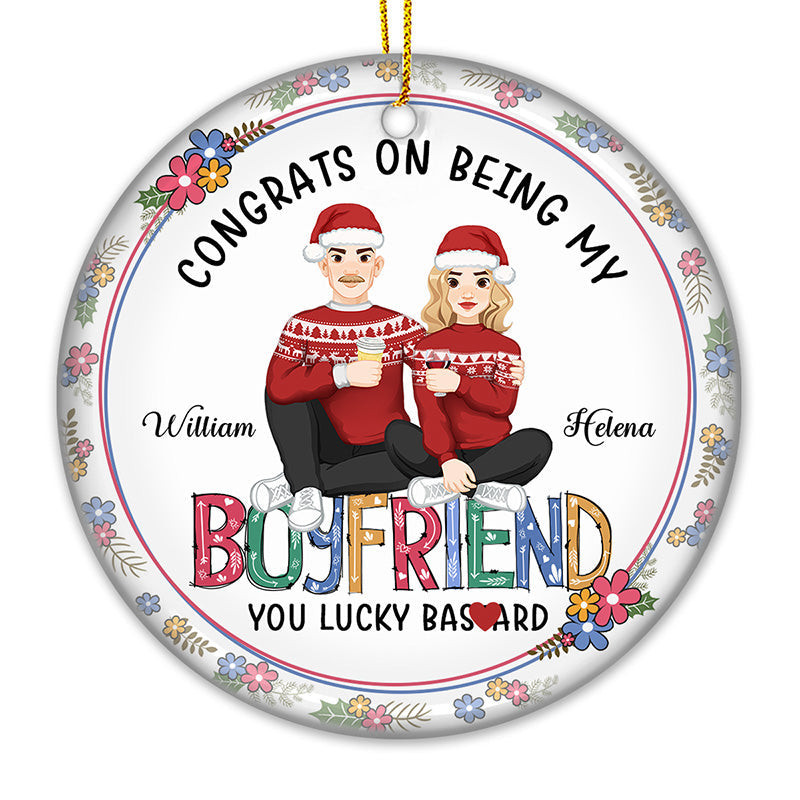 Custom Name Funny Husband Christmas Gift - Personalized Ceramic Ornament