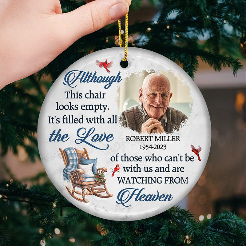Custom Photo It's Filled With All The Love - Memorial Personalized Custom Ornament - Ceramic Round Shaped - Christmas Gift, Sympathy Gift For Family Members
