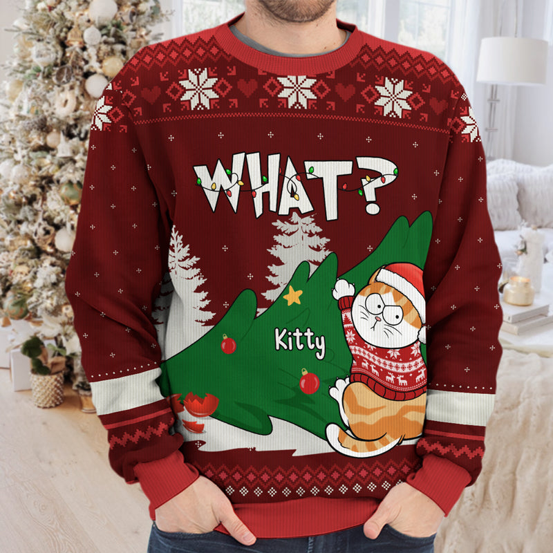 All I Want For Christmas Is You - Cat Personalized Custom Ugly Sweatshirt - Unisex Wool Jumper - Christmas Gift For Pet Owners, Pet Lovers