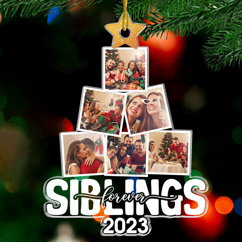 Custom Photo Siblings Christmas Gifts - Personalized Ornament