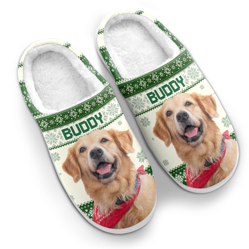 Custom Name Christmas Dog Lover Gifts - Personalized Fluffy Slipper