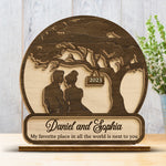 Custom Name Romantic Couple Gifts - Personalized Wooden Plaque With Flat Stand