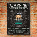 Custom Warning Witch Property Halloween Decor - Personalized Metal Sign