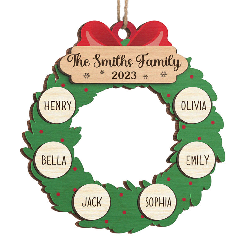 Custom Family Name Christmas Wreath Gifts - Personalized Ornament