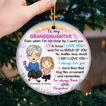 Custom Grandma and Granddaughter Christmas Gifts - Personalized Ceramic Ornament