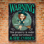 Custom Name Witch Warning Halloween Decor - Personalized Metal Sign
