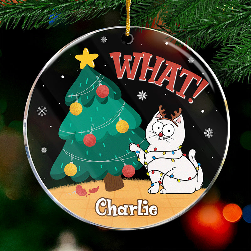 I Approve Of This Tree - Cat Personalized Custom Ornament - Acrylic Round Shaped - Christmas Gift For Pet Owners, Pet Lovers