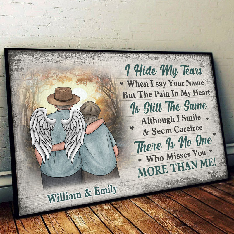 There Is No One, Who Misses You More Than Me - Memorial Personalized Custom Horizontal Poster - Sympathy Gift For Husband Wife