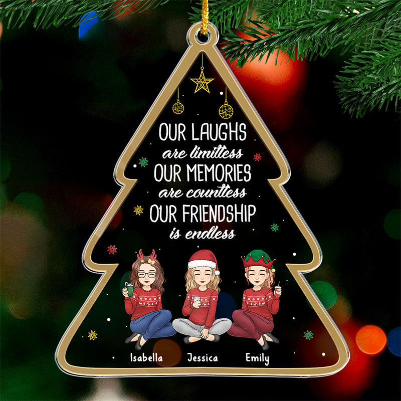 Not Sisters By Blood But Sisters By Heart - Bestie Personalized Custom Ornament - Acrylic Tree Shaped - Christmas Gift For Best Friends, BFF, Sisters