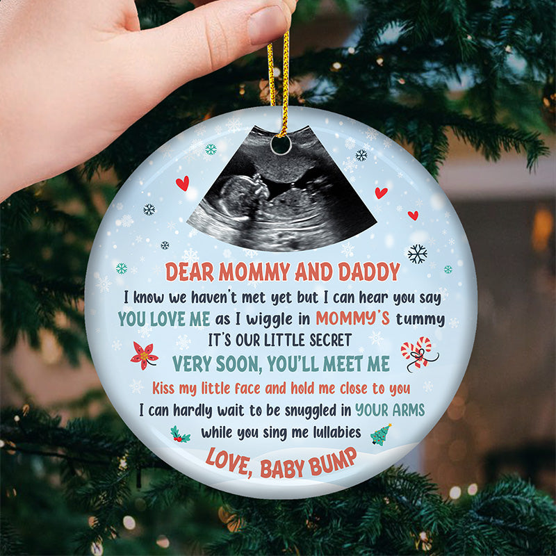 Custom Ultrasound Photo Christmas Gifts for Parents-to-Be - Personalized Ceramic Ornament