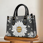 Custom Name Grandma's Blessing Floral Gifts for Grandma - Personalized Leather Handbag