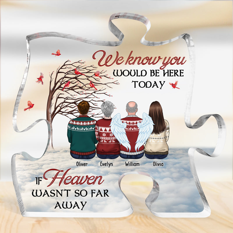 Our Hearts Are Together Forever - Memorial Personalized Custom Puzzle Shaped Acrylic Plaque - Christmas Gift, Sympathy Gift For Family Members