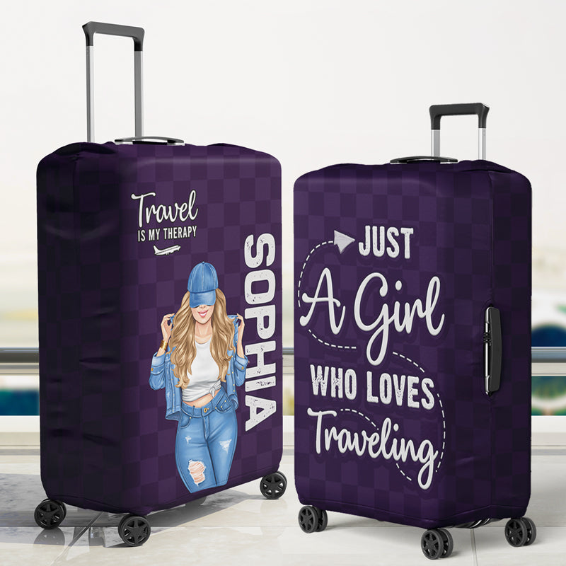 Custom Girl Who Loves Traveling Gifts for Women - Personalized Luggage Cover