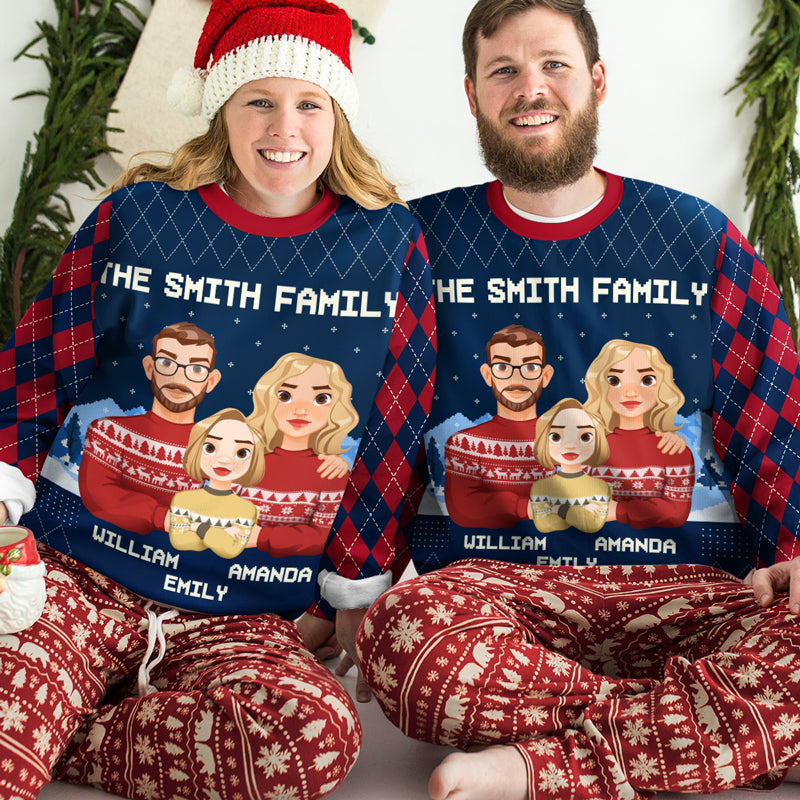 The Best Christmas Gift - Family Personalized Custom Ugly Sweatshirt - Unisex Wool Jumper - Christmas Gift For Family Members