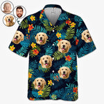 Custom Pet Photo Golden Retriever Tropical Gifts - Personalized Hawaiian Shirt