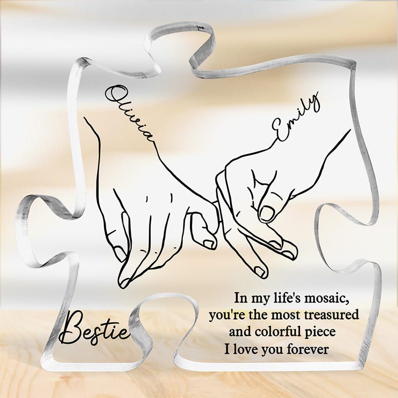 I'll Be There Pinky Promise - Bestie Personalized Custom Puzzle Shaped Acrylic Plaque - Christmas Gift For Best Friends, BFF, Sisters