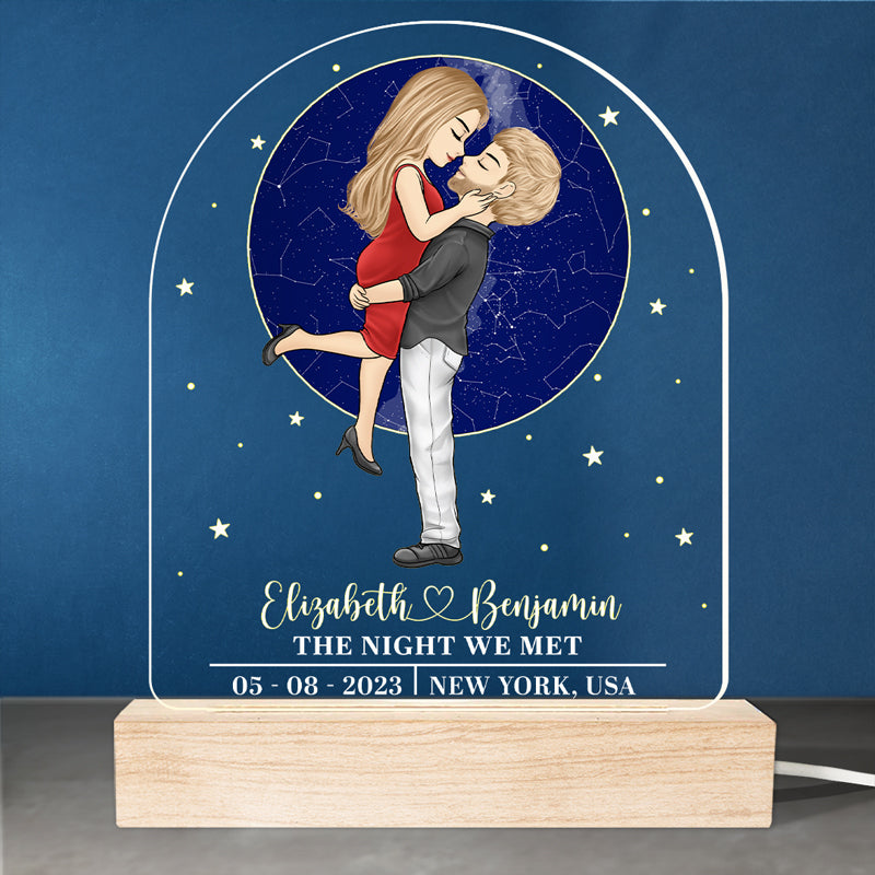 Custom Couple First Meeting Gifts - Personalized 3D LED Light