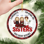Custom Name Funny Sister Christmas Gifts - Personalized Ceramic Ornament