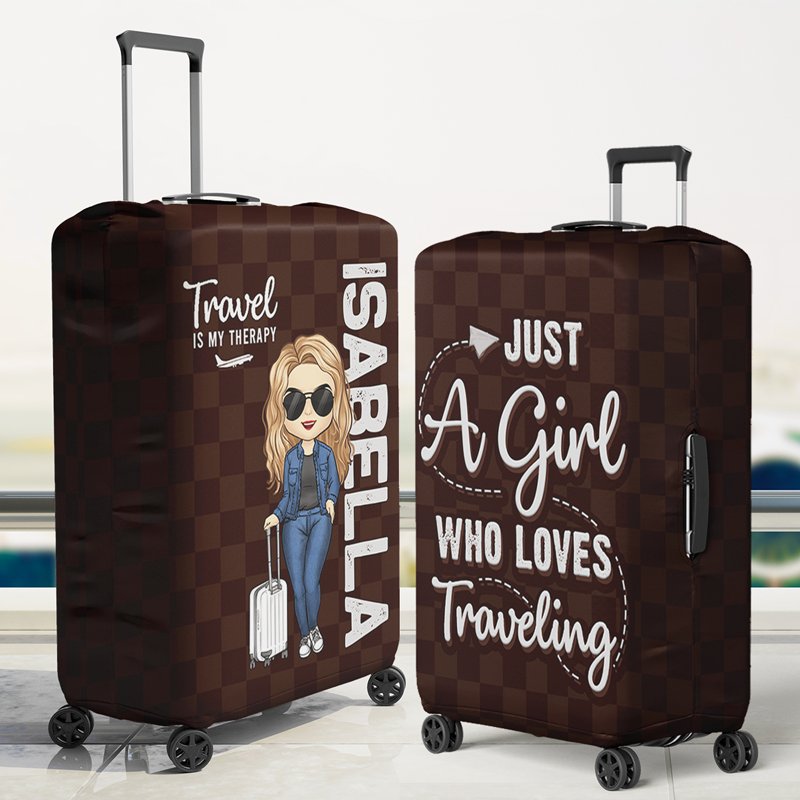 Travel Therapy Girl Who Loves Traveling Gifts for Women - Luggage Cover