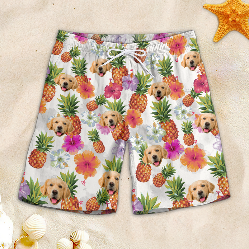 Custom Photo Let's Go To The Beach - Dog & Cat Personalized Custom Tropical Hawaiian Aloha Men Beach Shorts - Summer Vacation Gift, Birthday Party Gift For Pet Owners, Pet Lovers