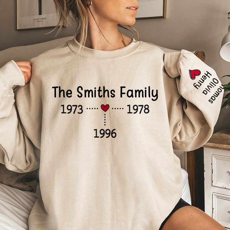 Family Forever - Family Personalized Custom Unisex Sweatshirt With Design On Sleeve - Christmas Gift For Family Members