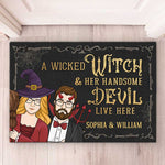 Custom Name Halloween Witch Couple Gifts - Personalized Doormat