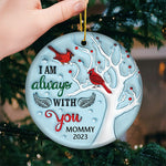Custom Cardinal Memorial Christmas Gifts for Mom - Personalized Ceramic Ornament