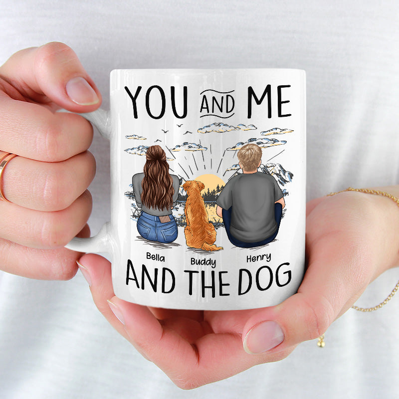 Custom Name Couple and Dog Gifts - Personalized Mugs