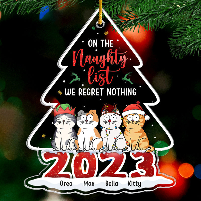 Custom Name Christmas Cat Naughty List Gifts - Personalized Ornament