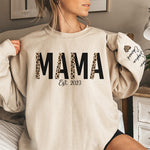 Custom Name Leopard Print Mama Family Gifts - Personalized Sweater