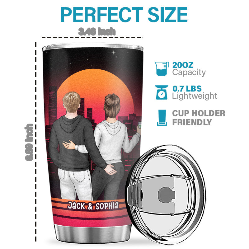 All Because Two People Swiped Right - Couple Personalized Custom Tumbler - Gift For Husband Wife, Anniversary