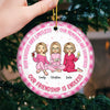 I Wear Pink For My Bestie - Bestie Personalized Custom Ornament - Ceramic Round Shaped - Christmas Gift For Best Friends, BFF, Sisters