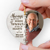 Custom Photo Always On Our Minds Forever In Our Hearts - Memorial Personalized Custom Ornament - Ceramic Heart Shaped - Christmas Gift, Sympathy Gift For Family Members