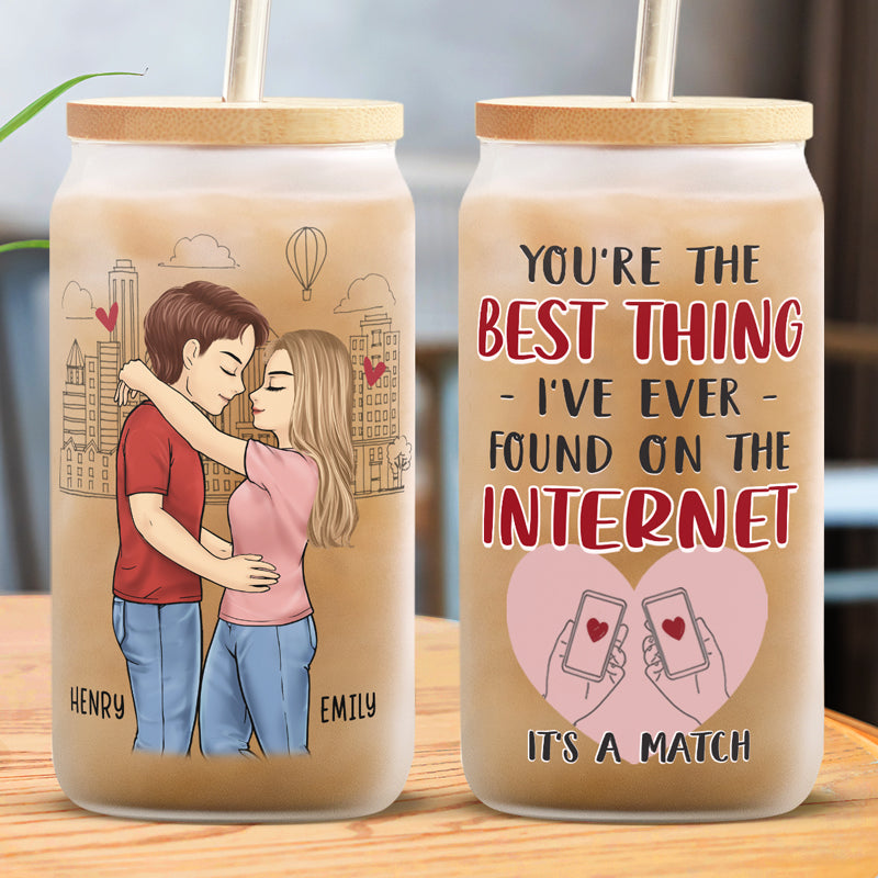 Custom Name Internet Love Match Gifts for Couples - Personalized Glass Cup