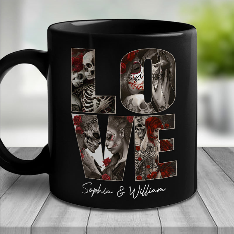 Custom Name Gothic Love Gifts for Couples - Personalized Mugs