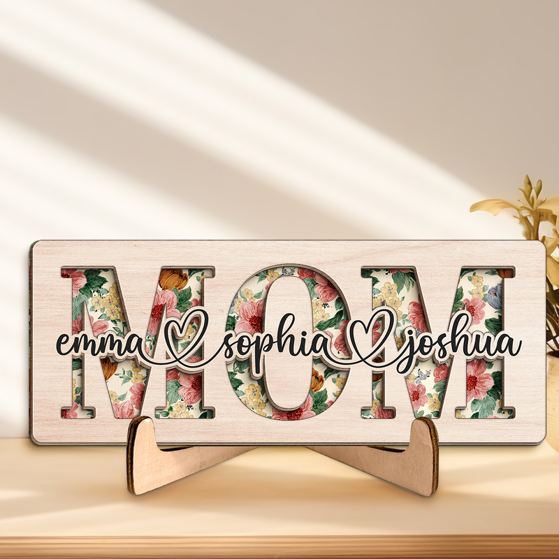 Mum You Are The Piece That Holds Us Together - Family Personalized Custom 2-Layered Wooden Plaque With Stand - House Warming Gift For Mom