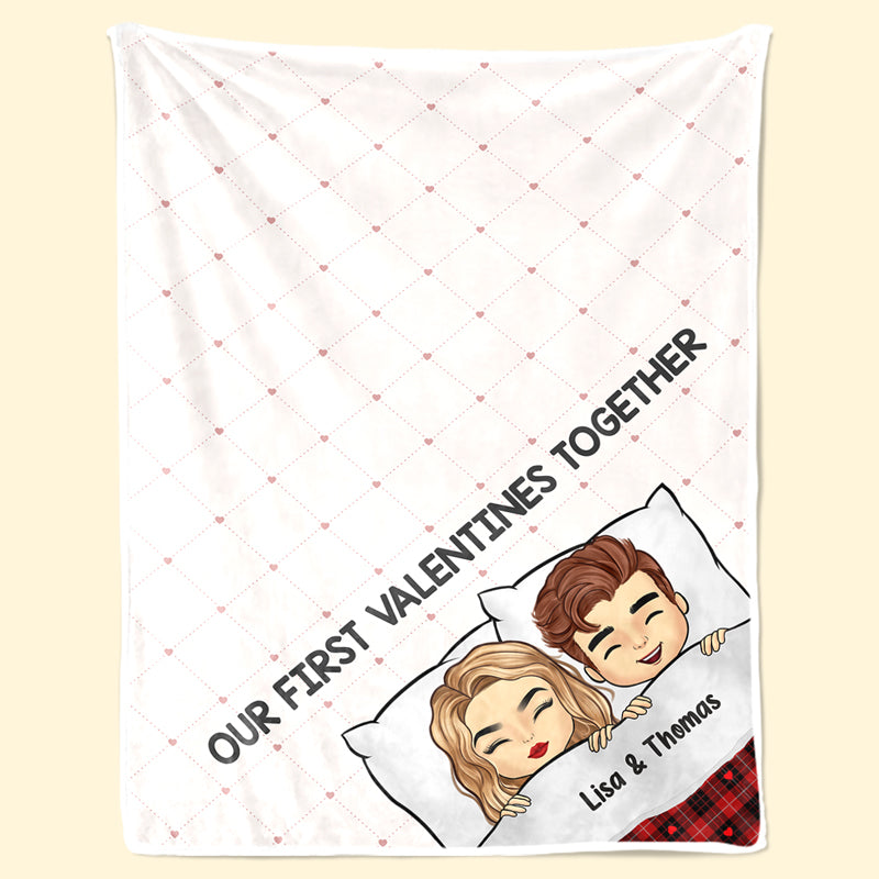 Custom Name First Valentine's Couple Gifts - Personalized Blanket