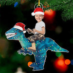 Custom Photo Christmas Dinosaur Gifts for Kids - Personalized Ornament