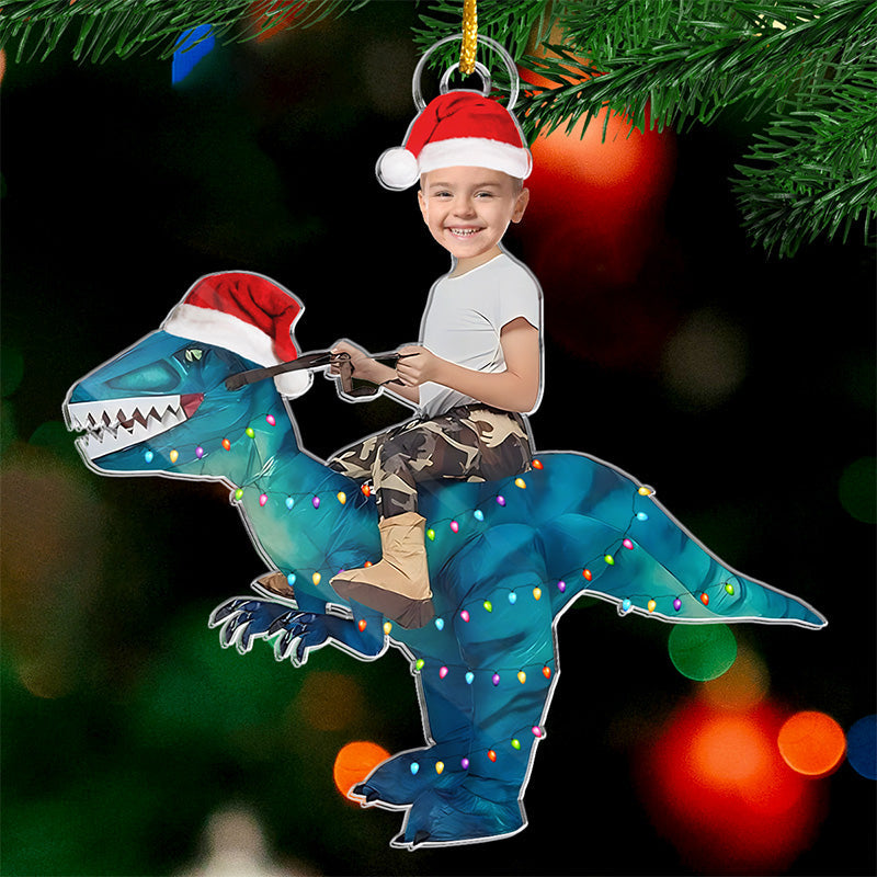 Custom Photo Little Dino - Family Personalized Custom Ornament - Acrylic Custom Shaped - Christmas Gift For Family Members