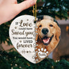 Custom Photo A Dog Is A Bond Between Strangers - Memorial Personalized Custom Ornament - Ceramic Heart Shaped - Christmas Gift, Sympathy Gift For Pet Owners, Pet Lovers
