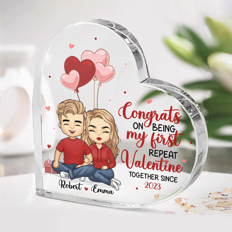 Custom First Repeat Valentine Couple Gifts - Personalized Shaped Acrylic Plaque