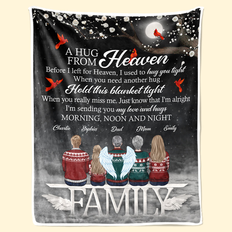 A Hug From Heaven - Memorial Personalized Custom Blanket - Christmas Gift, Sympathy Gift For Family Members