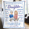 Love You To The Moon And Back Daughter - Family Personalized Custom Blanket - Birthday Gift From Mom