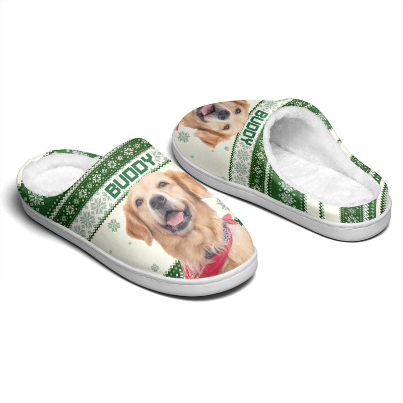 Custom Name Christmas Dog Lover Gifts - Personalized Fluffy Slipper
