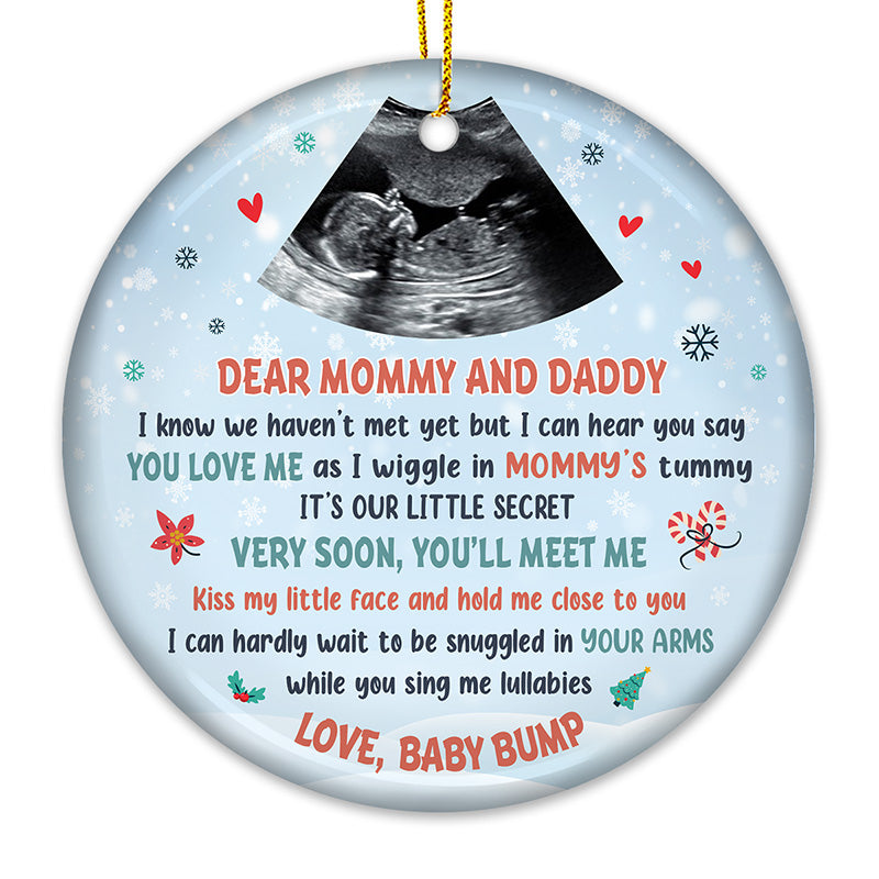 Custom Ultrasound Photo Christmas Gifts for Parents-to-Be - Personalized Ceramic Ornament