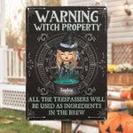 Custom Warning Witch Property Halloween Decor - Personalized Metal Sign